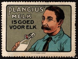 Vintage Netherlands Poster Stamp Plancius Milk Is Good For Everyone