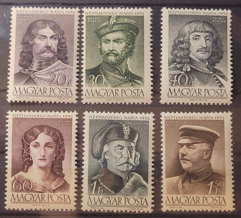 HUNGARY 1952 MNH ARMY DAY PORTRAITS DOZSA GEORGE SC.1019-24 MI.1268-73,MBK.1328