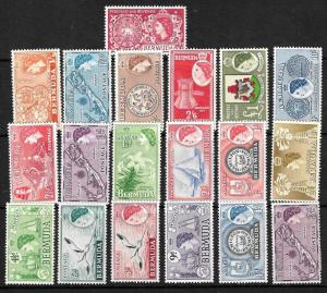 BERMUDA 1953 QEII PICTORIALS SET 19 MLH SG135/150