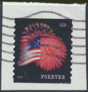 USA Sc# 4854  Used SA on piece Fireworks Flag 2014  see details  / scan