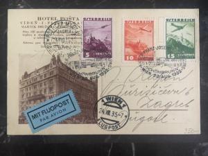 1935 Vienna Austria Postal Stationary Cover Hotel Posta To Zagreb Croatia