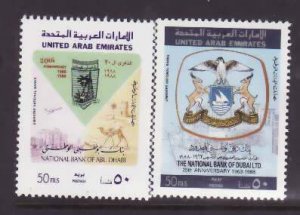 United Arab Emirates-Sc#267-8- id9-unused NH set-National Bank-1988-