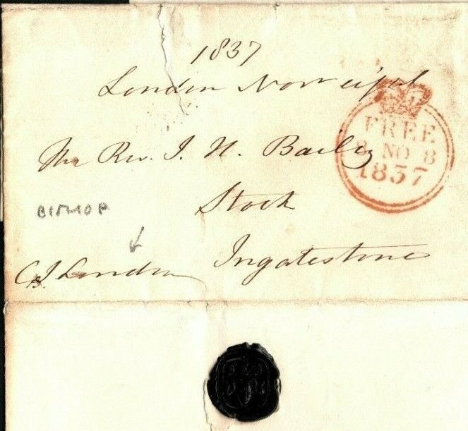 GB FREE Cover & Contents BISHOP *London House* Letter 1837 {samwells-covers}EP76 