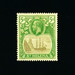 [ST HELENA] 1927 5s SG 110c ‘Cleft Rock’ FLAW (MLH)