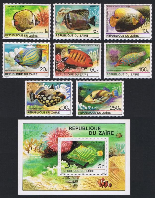 Zaire Tropical Fish 8v+MS SG#1017/MS1025 SC#974-981A