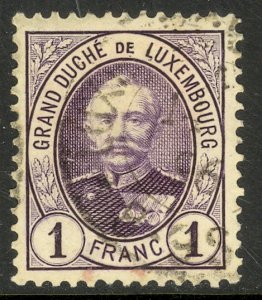 LUXEMBOURG 1891-93 1fr Grand Duke Adolphe Portrait Issue Sc 67 VFU