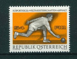 Austria 1976 11th World Skittles Championships stamp. MNH. Sg 1761.