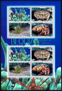 [66839] Bequia St. Vincent 2010 Marine Life Crab Shrimp WWF Sheet MNH