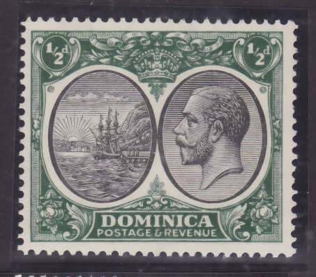 Dominica-Sc#65- id13-unused NH og 1/2p green & black KGV-1923-33-