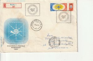 ROMANIA COVER 1985 STAMP DAY USED FIRST DAY POST RECORDED HISTORY