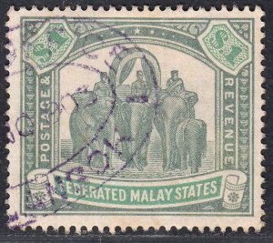 1903-04 FEDERATED MALAY STATES $1 GREEN & PALE GREEN (SG# 23) FINE USED