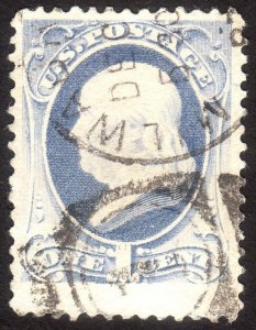 1881, US 1c, Franklin, Used, Sc 206