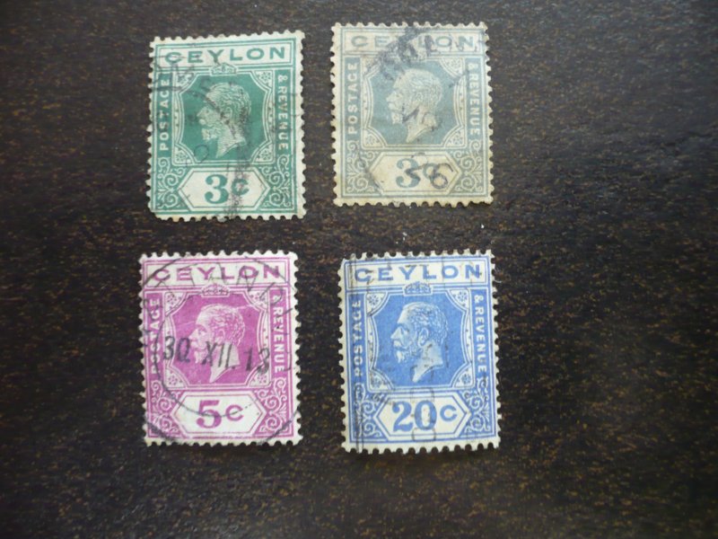 Stamps - Ceylon - Scott# 227-229, 237 - Used Partial Set of 4 Stamps