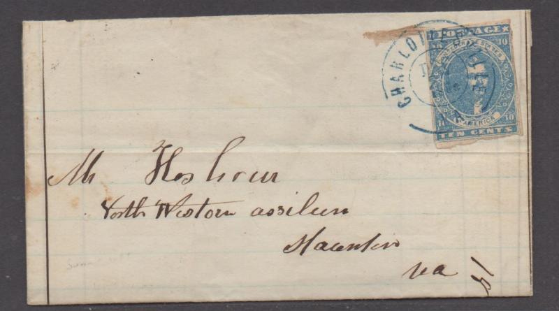 **CSA Cover, SC# 2 Paterson, Charlottesville, VA 12/27/1862, Folded Letter