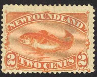 Canada Newfoundland Sc# 48 MH 1880-1896 2c red orange Fish