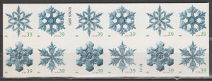 Booklet, #4108b,  Pane-20  Snowflakes  (S1111) MNH, '.39 cent