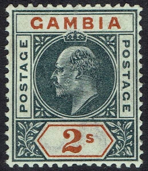 GAMBIA 1902 KEVII 2/- WMK CROWN CA