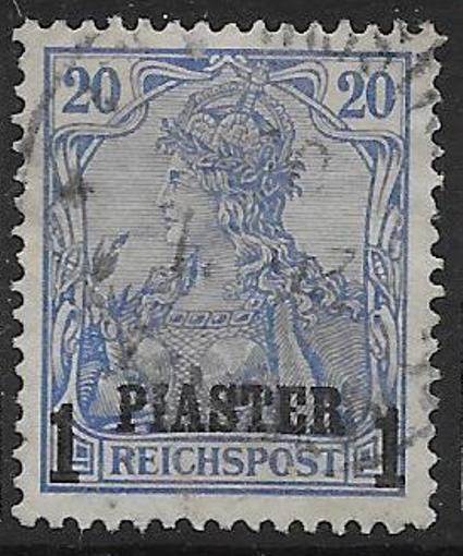 GERMAN P.O.'s IN TURKISH EMPIRE SG19 1900 1pi ON 20pf ULTRAMARINE USED