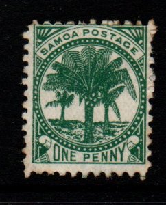 Samoa Sc 11f 1897 1d bluish green Palm Tree stamp mint