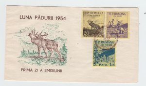 ROMANIA STAMPS COVER 1954 FOREST MONTH ANIMALS STAG FIRST DAY POST