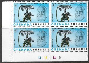 GRENADA GRENADINES 1977 1c Alexander Graham Bell Block of 4 Sc 206 MNH