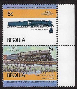 Bequia #3 MNH Se-Tenant Pair; 5c Locomotive - 2900 Class (1984)