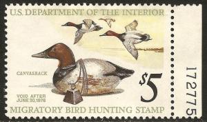 SC# RW42 Mint $5.00 \Canvasbacks & Decoy\(unsigned)ODG CV$13
