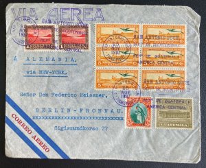 1937 San Antonio Guatemala Airmail Cover To Berlin Germany Via New York B