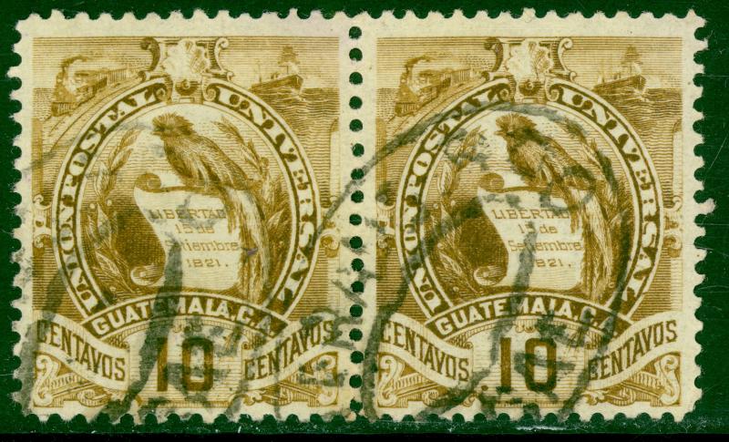 GUATEMALA 1900-02 10c QUETZAL Pair w SAN FRANCISCO CALIFORNIA Postmarks Sc 103