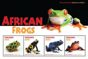 Tanzania 2015 - African Frogs - Sheet of 4 Stamps - MNH