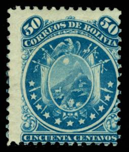 BOLIVIA 1868 CONDOR  50c blue (eleven stars) Scott # 17 mint MH  Fine