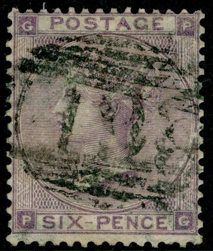 SG85, 6d lilac PLATE 4, USED. Cat £200. HAIRLINES. PG