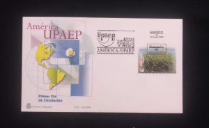 C) 2001. SPAIN. FDC. MAP OF AMERICA.  STAMP OF UNESCO WORLD HERITAGE PROPERTY