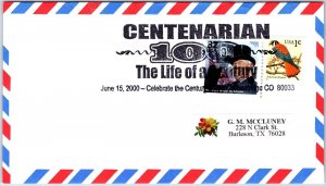 US SPECIAL EVENT COVER POSTMARK CENTENARIAN 100 AT WHEATRIDGE COLORADO 2000 T2