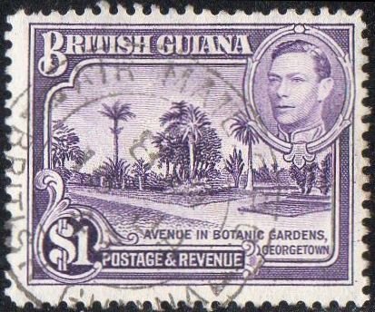 British Guiana 1938 $1 Botanical Gardens used