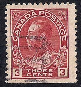 Canada #109 3 cent King George 5, Carmine Stamp used VF