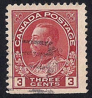 Canada #109 3 cent King George 5, Carmine Stamp used VF