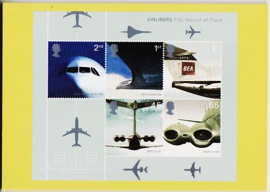 Great Britain. 2002 Airliners. PHQ Cards(6) Unused