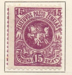 Lithuania 1919 Early Issue Fine Mint Hinged 15sk. 134341
