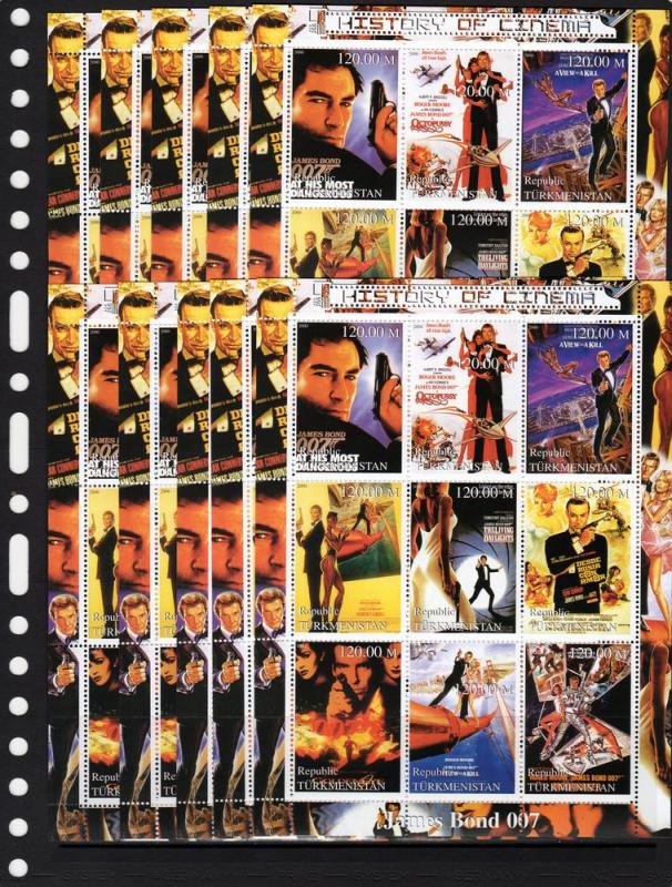 Turkmenistan 2000 James Bond - Sean Connery 007 Shlt. (9) MNH X 10