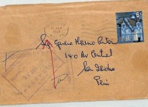 MALTA PERU MAIL Cover 1967 LIMA RECEPTION Explanatory Cachet {samwells}BS81