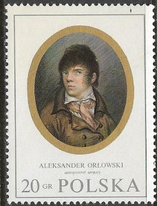 POLAND 1970 20g Aleksander Orlowski Self Portrait Issue Sc 1748 MNH