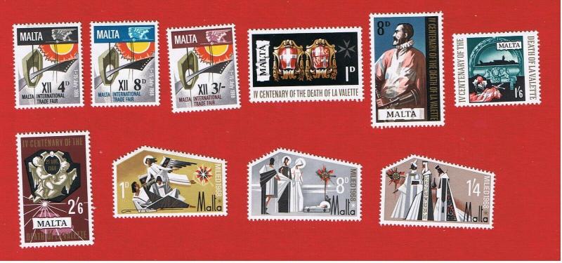 Malta #384-393 MVFLH OG Various Scenes  Free S/H