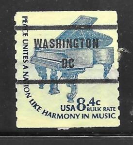 USA 1615Cd: 8.4c Steinway Grand Piano, Washington, DC Precancel, used, F-VF
