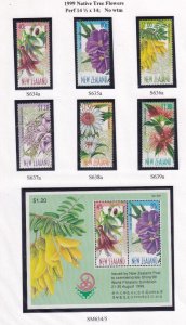 NEW ZEALAND NATIVE TREE FLOWERSSET AND S/SHEET POST OFFICE FRESH