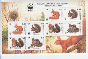 2007 Slovenia  Red Squirrel WWF MS8  (Scott 718) MNH