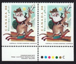 Christmas * Santa AUSTRALIA * Canada 1993 #1501a MNH Pair From BK165b