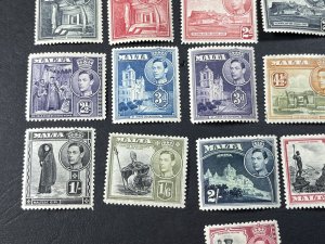 MALTA # 191-205---MINT/HINGED**(SLIGHT EVEN TONING)**---COMPLETE SET---1938-43