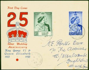 Leeward Islands 1949 RSW Set of 2 SG117-118 on Illustrated 1s Day Cover to Br...