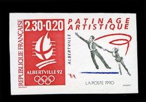 France, 1950-Present #B611 (YT 2633) Cat€46, 1990 Winter Olympics, imperf. ...